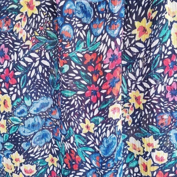 Sheer Liz Claiborne Multi-color Floral Top Size Large - Picture 3 of 9